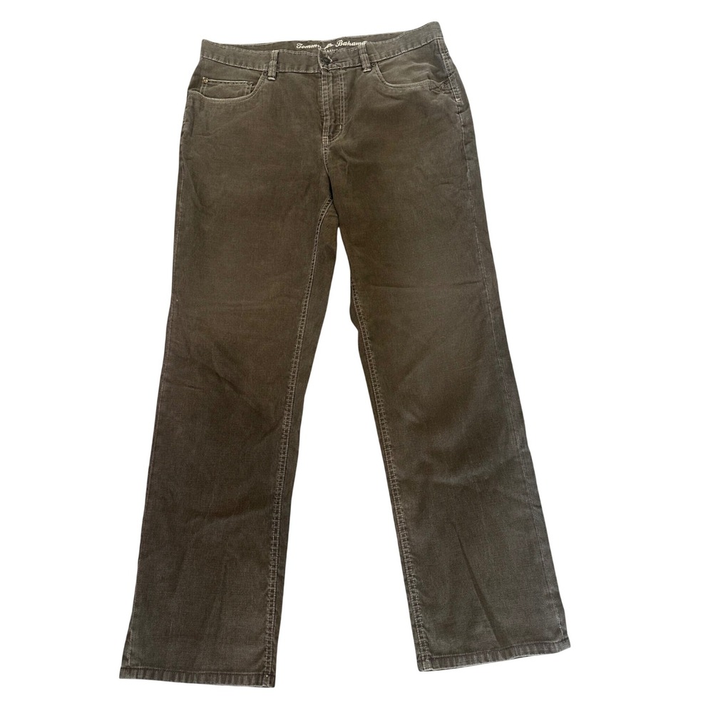 Tommy Bahama Classic Fit Pants Mens 38x32 Brown Charcoal Cotton Straight